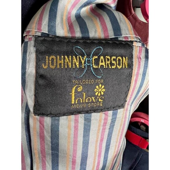 Johnny Carson suit blazer Vintage 1970s mod navy red - Picture 9 of 16